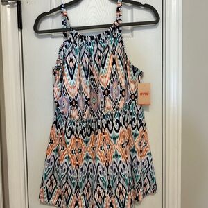 Multicolor Ikat Swimsuit Tankini Top